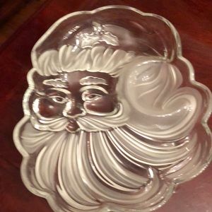 Glass Santa chip/dip serving dish